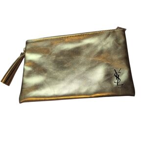 Yves Saint Laurent Gold Metallic Tassel Zip Pouch